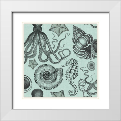 Coastal Farmhouse Pattern IB White Modern Wood Framed Art Print with Double Matting by Pela Studio
