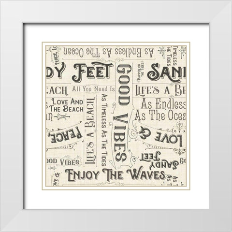 Coastal Farmhouse Pattern IIA White Modern Wood Framed Art Print with Double Matting by Pela Studio