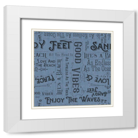 Coastal Farmhouse Pattern IIC White Modern Wood Framed Art Print with Double Matting by Pela Studio