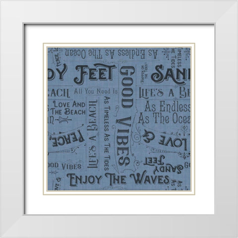 Coastal Farmhouse Pattern IIC White Modern Wood Framed Art Print with Double Matting by Pela Studio