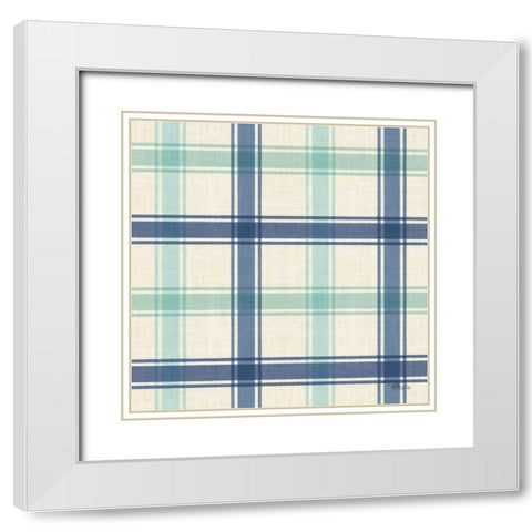 Coastal Farmhouse Pattern VID White Modern Wood Framed Art Print with Double Matting by Pela Studio