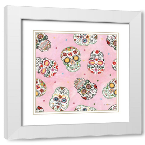 Homage to Frida Pattern IC White Modern Wood Framed Art Print with Double Matting by Zaman, Farida