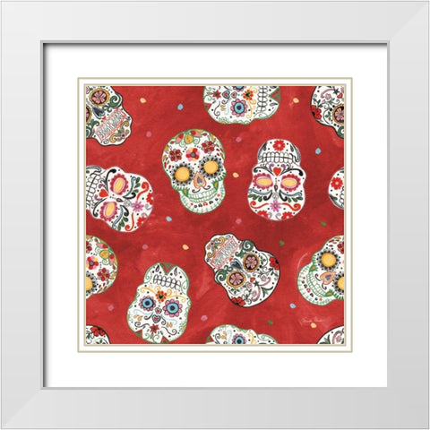 Homage to Frida Pattern IF White Modern Wood Framed Art Print with Double Matting by Zaman, Farida