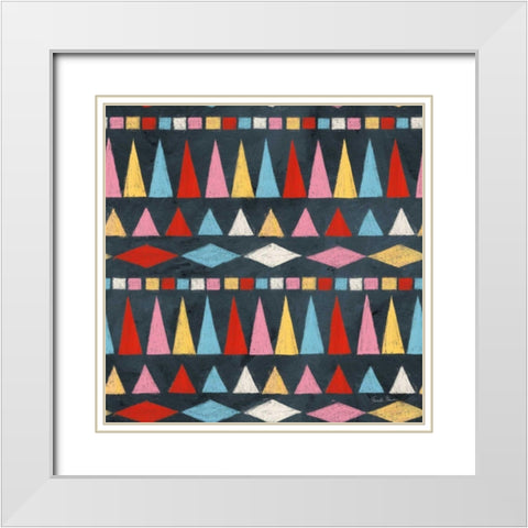 Homage to Frida Pattern IIIB White Modern Wood Framed Art Print with Double Matting by Zaman, Farida