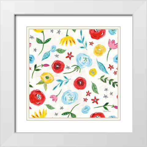 Homage to Frida Pattern IVA White Modern Wood Framed Art Print with Double Matting by Zaman, Farida