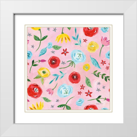 Homage to Frida Pattern IVB White Modern Wood Framed Art Print with Double Matting by Zaman, Farida