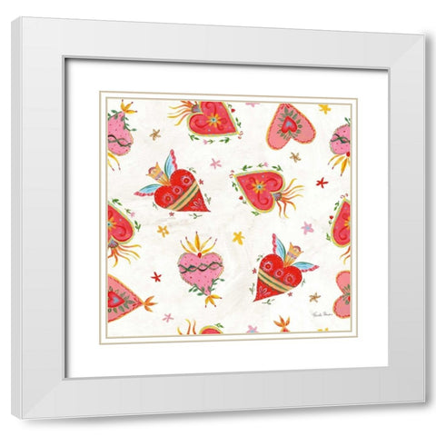 Homage to Frida Pattern VA White Modern Wood Framed Art Print with Double Matting by Zaman, Farida