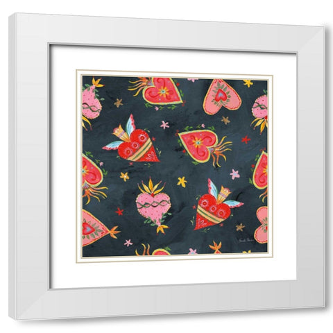 Homage to Frida Pattern VC White Modern Wood Framed Art Print with Double Matting by Zaman, Farida