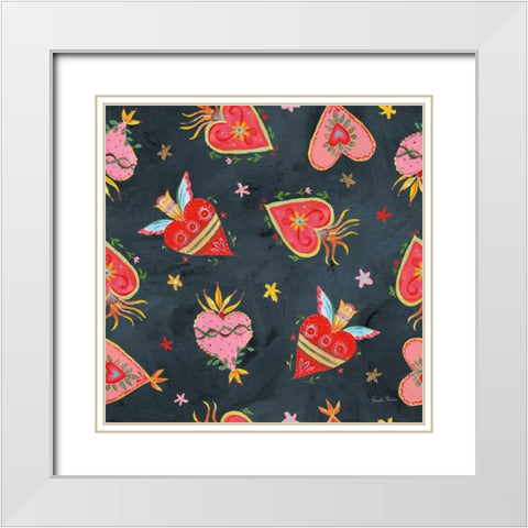 Homage to Frida Pattern VC White Modern Wood Framed Art Print with Double Matting by Zaman, Farida