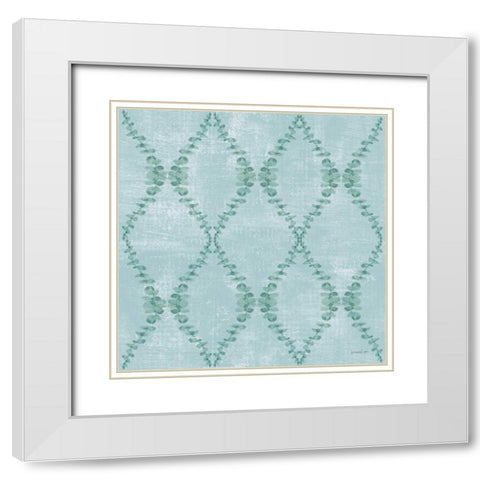 Beach Cottage Floral Pattern IA White Modern Wood Framed Art Print with Double Matting by Nai, Danhui