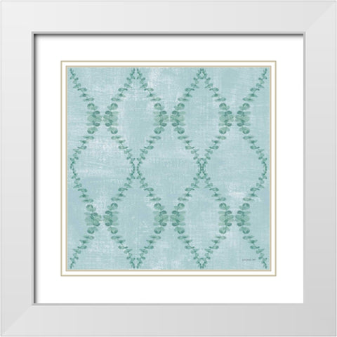 Beach Cottage Floral Pattern IA White Modern Wood Framed Art Print with Double Matting by Nai, Danhui