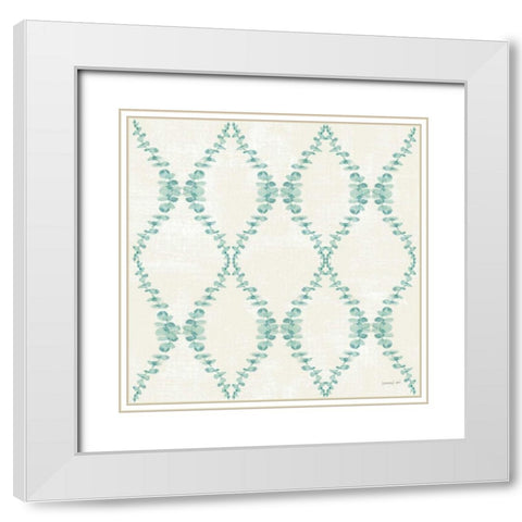 Beach Cottage Floral Pattern IB White Modern Wood Framed Art Print with Double Matting by Nai, Danhui