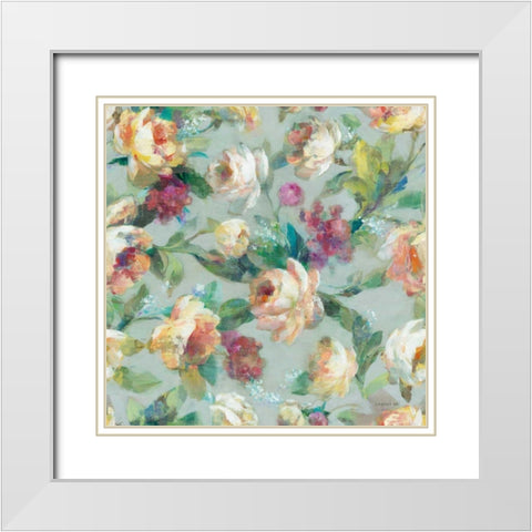 Summer Garden Pattern I White Modern Wood Framed Art Print with Double Matting by Nai, Danhui