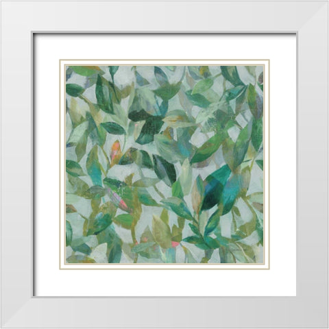 Summer Garden Pattern II White Modern Wood Framed Art Print with Double Matting by Nai, Danhui