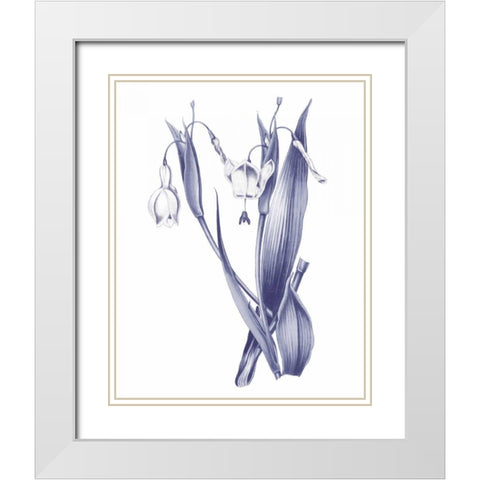 Dark Blue Botanical II White Modern Wood Framed Art Print with Double Matting by Wild Apple Portfolio