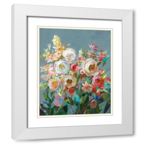 Joy of the Garden I White Modern Wood Framed Art Print with Double Matting by Nai, Danhui