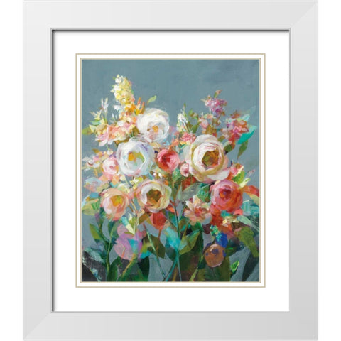 Joy of the Garden I White Modern Wood Framed Art Print with Double Matting by Nai, Danhui