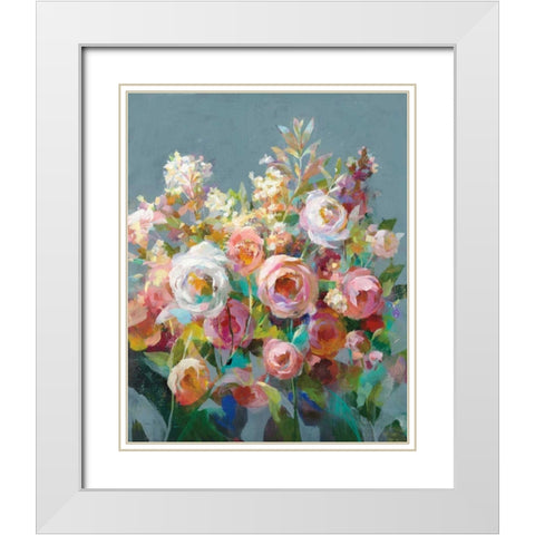 Joy of the Garden II White Modern Wood Framed Art Print with Double Matting by Nai, Danhui