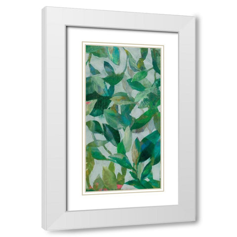 Summer Garden Greenery II White Modern Wood Framed Art Print with Double Matting by Nai, Danhui