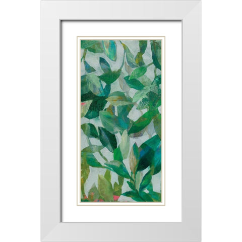 Summer Garden Greenery II White Modern Wood Framed Art Print with Double Matting by Nai, Danhui