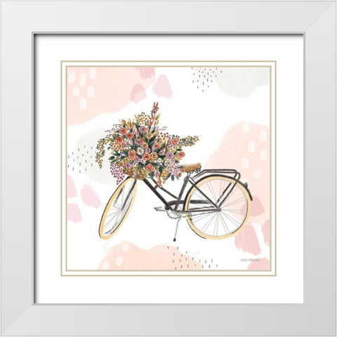 Sweet Paris II Bike White Modern Wood Framed Art Print with Double Matting by Marshall, Laura