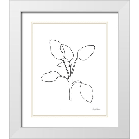 Doodle Leaves III White Modern Wood Framed Art Print with Double Matting by Zaman, Farida