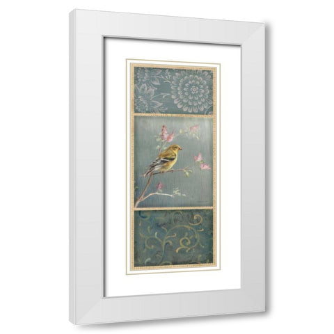 Female Goldfinch - Wag White Modern Wood Framed Art Print with Double Matting by Nai, Danhui