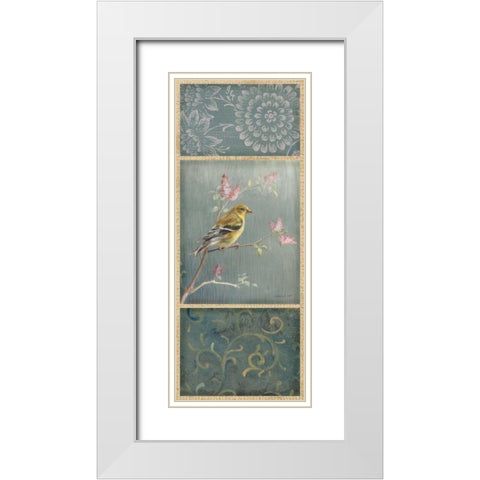 Female Goldfinch - Wag White Modern Wood Framed Art Print with Double Matting by Nai, Danhui