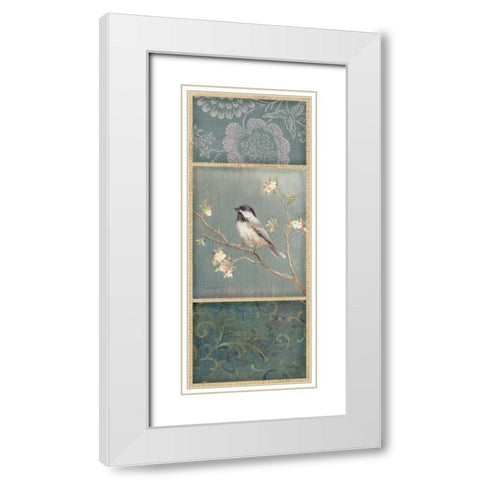 Black Capped Chickadee - Wag White Modern Wood Framed Art Print with Double Matting by Nai, Danhui