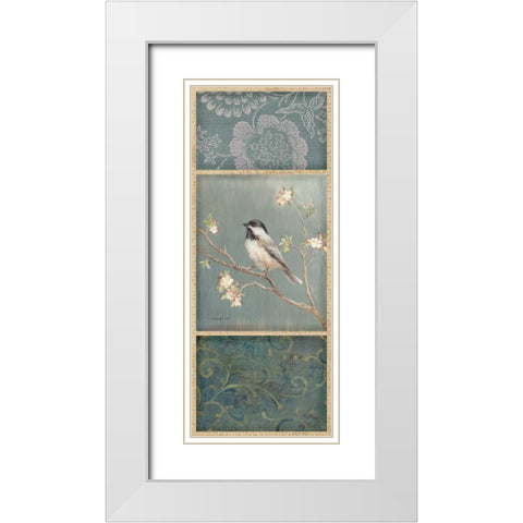 Black Capped Chickadee - Wag White Modern Wood Framed Art Print with Double Matting by Nai, Danhui