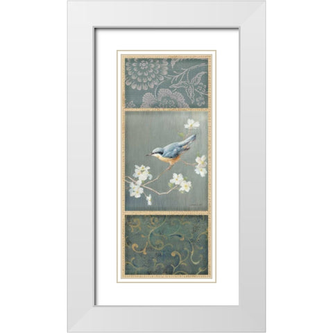 Nuthatch - Wag White Modern Wood Framed Art Print with Double Matting by Nai, Danhui