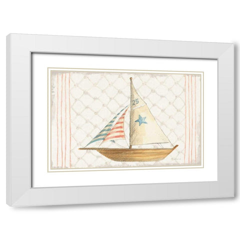 Floursack Nautical XII White Modern Wood Framed Art Print with Double Matting by Nai, Danhui