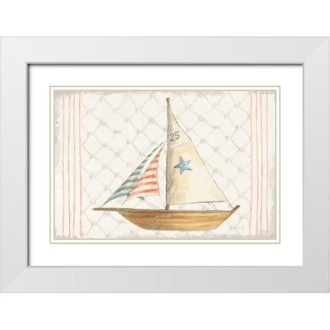 Floursack Nautical XII White Modern Wood Framed Art Print with Double Matting by Nai, Danhui