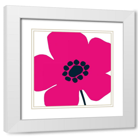 Pop Art Floral IV Hot Pink White Modern Wood Framed Art Print with Double Matting by Wild Apple Portfolio