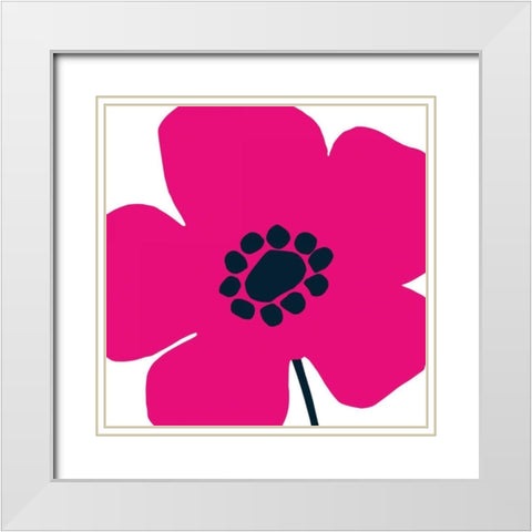 Pop Art Floral IV Hot Pink White Modern Wood Framed Art Print with Double Matting by Wild Apple Portfolio