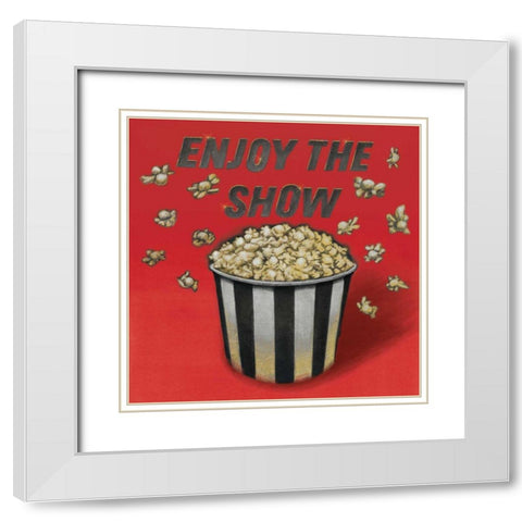 Enjoy the Show Red White Modern Wood Framed Art Print with Double Matting by Wild Apple Portfolio
