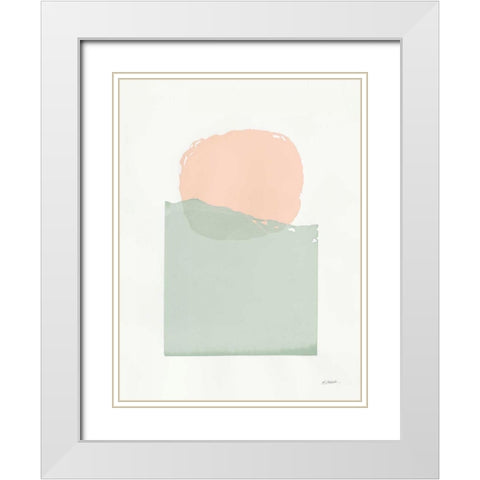 Buoyant Pink and Green White Modern Wood Framed Art Print with Double Matting by Schick, Mike