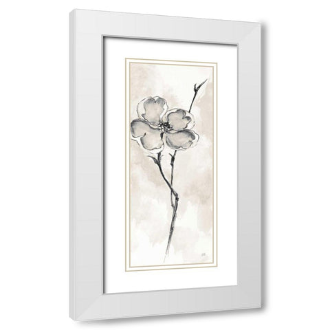 Solitary Dogwood II Taupe White Modern Wood Framed Art Print with Double Matting by Paschke, Chris
