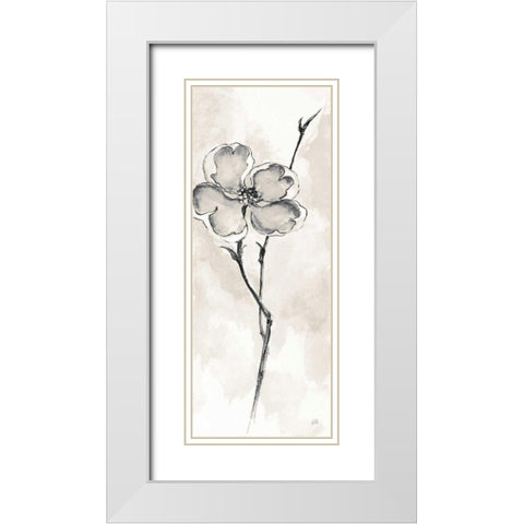 Solitary Dogwood II Taupe White Modern Wood Framed Art Print with Double Matting by Paschke, Chris