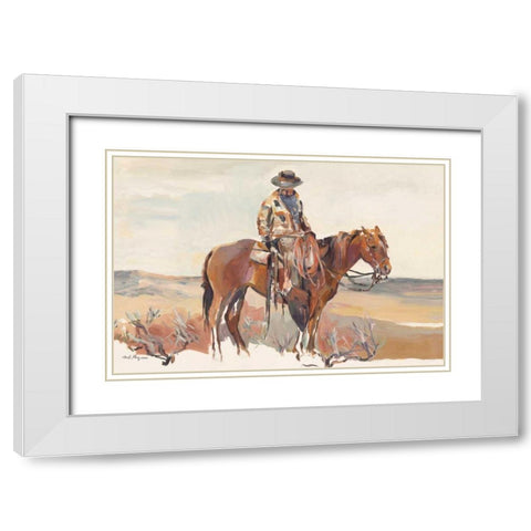 Western Rider Warm White Modern Wood Framed Art Print with Double Matting by Hageman, Marilyn
