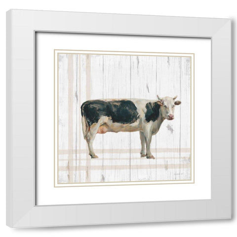 Farm Patchwork V White Wood White Modern Wood Framed Art Print with Double Matting by Nai, Danhui