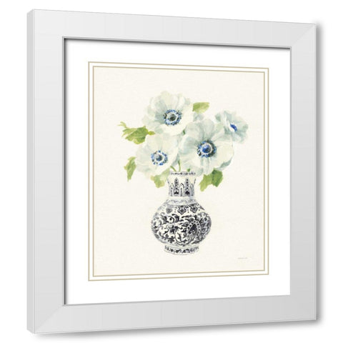 Floral Chinoiserie I Black Crop White Modern Wood Framed Art Print with Double Matting by Nai, Danhui