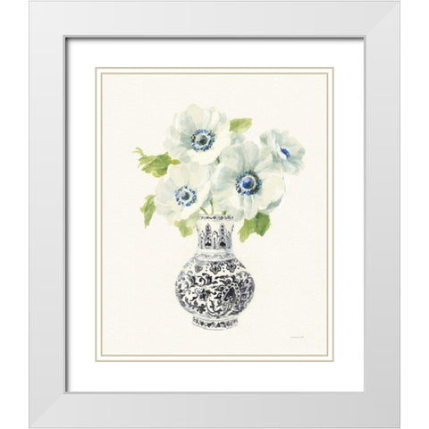Floral Chinoiserie I Black Crop White Modern Wood Framed Art Print with Double Matting by Nai, Danhui