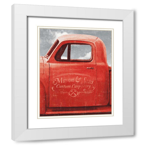 Lets Go for a Ride II Red Truck White Modern Wood Framed Art Print with Double Matting by Wiens, James