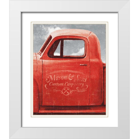 Lets Go for a Ride II Red Truck White Modern Wood Framed Art Print with Double Matting by Wiens, James
