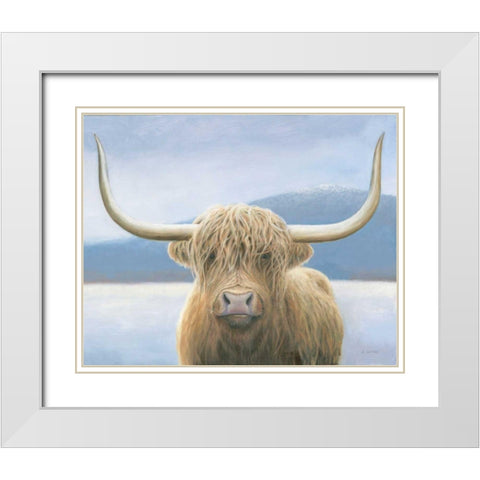 Highland Cow v2 White Modern Wood Framed Art Print with Double Matting by Wiens, James