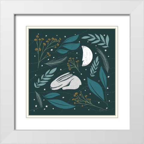 Sweet Dreams Bunny IV White Modern Wood Framed Art Print with Double Matting by Thorns, Becky