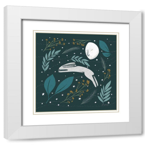 Sweet Dreams Bunny VI White Modern Wood Framed Art Print with Double Matting by Thorns, Becky