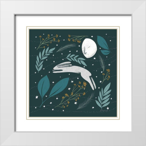 Sweet Dreams Bunny VI White Modern Wood Framed Art Print with Double Matting by Thorns, Becky