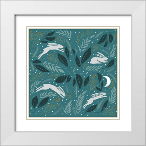 Sweet Dreams Bunny Pattern IB White Modern Wood Framed Art Print with Double Matting by Thorns, Becky